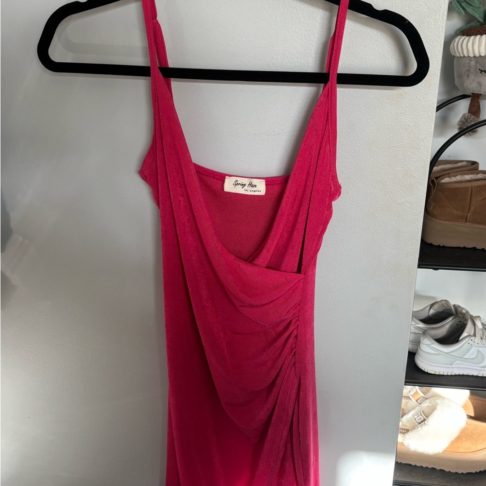 Elegant Pink Draped Dress